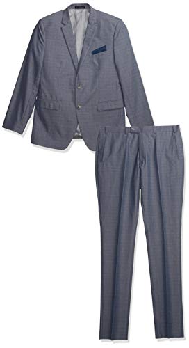 Perry Ellis Men's Two Button Slim Fit Check Pattern Suit