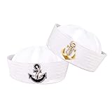 2 Pack Kids Sailor Anchor Hats Sailing Nautical Party Caps Halloween Costume for Boys (Set 5)