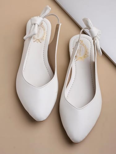 Image of Shoetopia Women's Pointed Toe Flats with Side Bow Stylish & Comfortable ||Slingback Ballet Shoes for Casual & Party Footwear