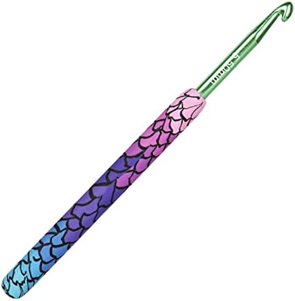 Coopay Mermaid Crochet Hook 5.0 mm Solid Metal Hook UK Size, Crafted Clay Crochet Hooks for Arthritic Hands, Crochet Needles Soft Grip Handle for Crochet Beginners