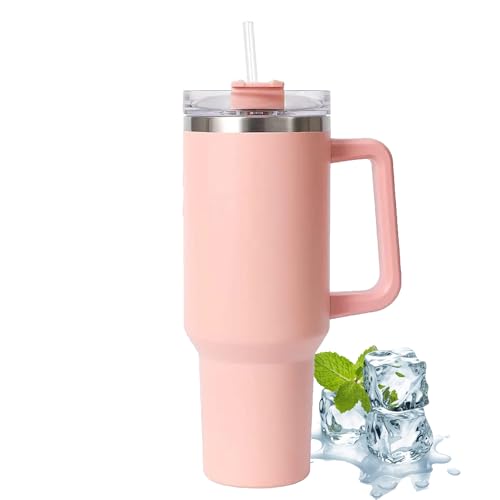 ActivoTex 30oz/900ml Stainless Steel Tumbler with Straw and Lid, Lid and Handle Leak Proof Vacuum Insulated Water Bottle (Pink) ActivoTex 30oz/900ml Stainless Steel Tumbler with Straw and Lid, Lid and Handle Leak Proof Vacuum Insulated Water Bottle (Pink)