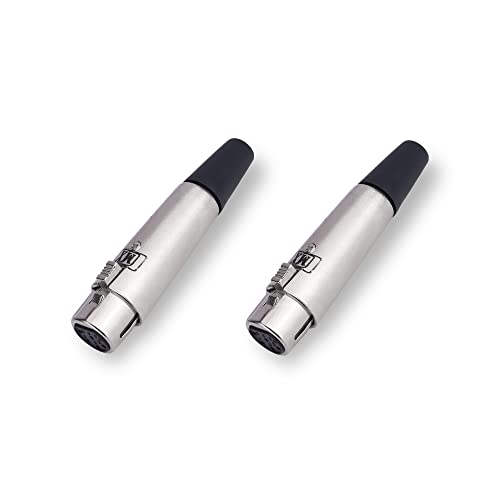 Image of MX 3 Pin XLR Microphone pin Pure Copper Nickel Plated Pins1 for High Conductivity microphone (6-pin Female XLR connector(Cannon type), Pack of 2, Female Connector)