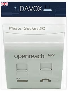 DAVOX BT Openreach master phone socket NTE5C MK2 + MK4 Faceplate - Combination Socket for Fibre Broadband + Filtered Telephone Main Line BT431a for Phone RJ11/RJ45 Data