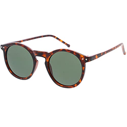 Image of zeroUV - Vintage Retro Horn Rimmed Round Circle Sunglasses with P3 Keyhole Bridge