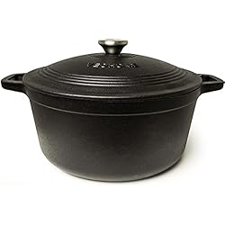 Cazuelas Cuisinart Cazuela de hierro fundido negro mate 6 litros - Olla de hierro fundido compatible con inducción y todas las fuentes de calor. Guiso versátil - caldero diámetro 28cm