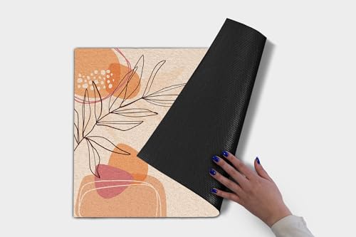 Paillasson extérieur 90x60 cm Tulup avec motif de feuilles géométriques