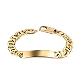 Dimension: 8.9mmx20cm ANAZOZ Bracelet Homme, Bracelet Maille Marine Plaque Gravable Acier Inoxydable, Doré 8.9mm, 20cm Personnalisé Fantaisie
