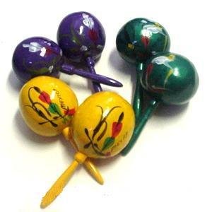 Painted Gourd Maraca Pair Hand Made Mexico Set Fair Trade Assorted *000062*