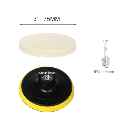 Image of 3 Inch Wool Felt Polishing Pad Buffing Wheel Set,Fine Polishing of Metal Glass Stone (12)