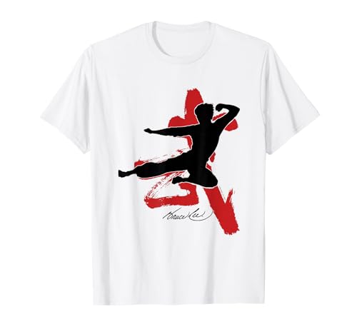 Bruce Lee Signature Flying Kick Silhouette Logo T-Shirt