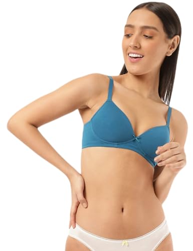 Image of Marks & Spencer Womens Cotton Mix Plain Sweetheart Neck Bra T33 3208K Teal Green 32