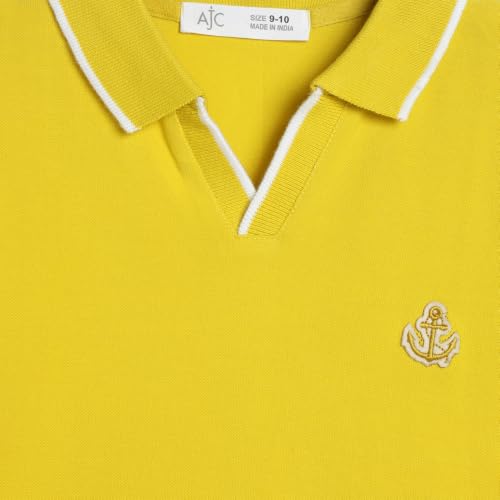 Image of Alan Jones Clothing Boys Solid Polo T-Shirt | Cotton Rich Regular Fit Half Sleeve Collar Tshirt for Boys | Age 6-16 Years