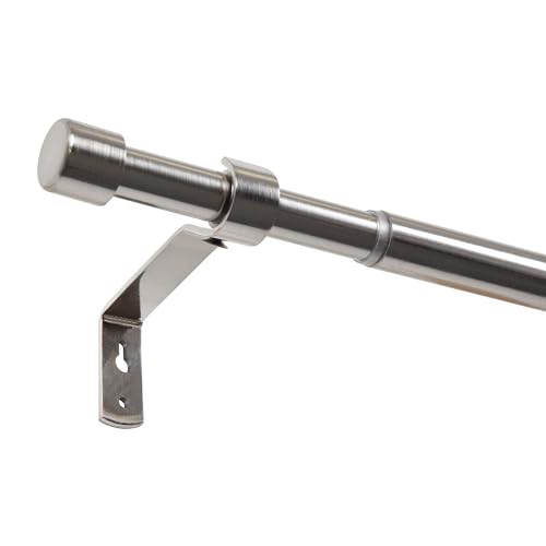 Mardom Barra de cortina extensible 160-290 cm, barra de cortina extensible, barra de cortina extensible: función telescópica, diseño minimalista y moderno, metal resistente, efecto acero