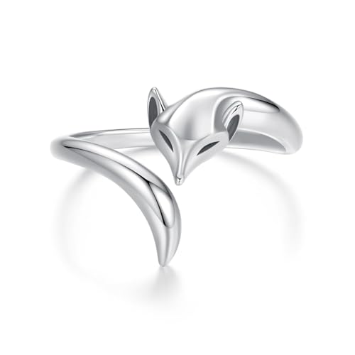 WOSTU Platinum Plated Fox Ring Animal Motif Open Ring for