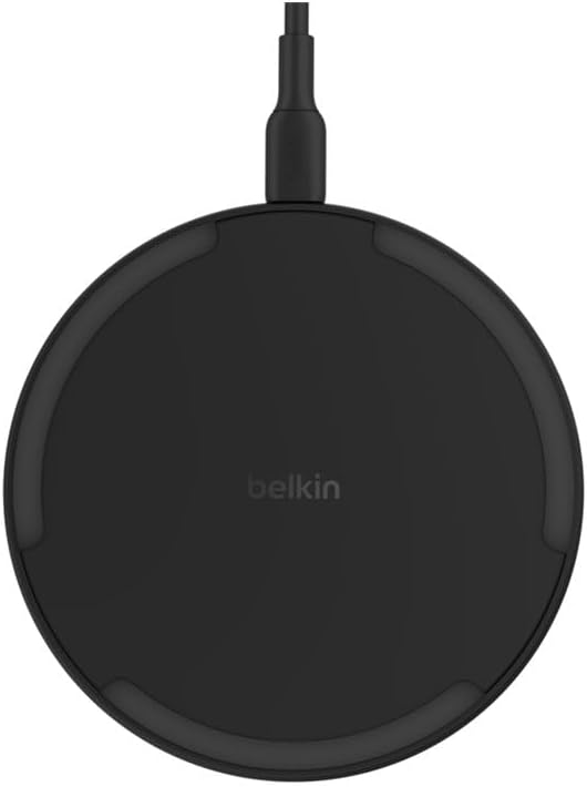 Belkin Chargeur sans Fil de 15 W, Station de Charge pour iPhone 16, iPhone 15/14/13 Series, AirPods, Samsung Galaxy S25, Galaxy S24, Pixel - Câble Inclus (sans Source d'alimentation) - Noir