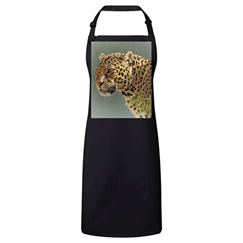Tablier cuisine noir léopard pour éviter les taches sur vos vêtements