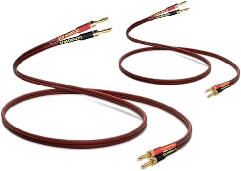 2 Pack High-end Pure Copper HIFI OFC Speaker Wire Cable with Banana Plug, 2m Gold-Plated Banana Tip Plugs Male to Male 600 Strand 14 AWG for Audio Speaker HIFI System (2m / 6.56FT)
