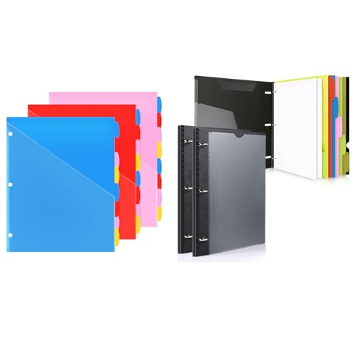 WOT I 8-Tab Plastic Pocket Dividers-3 Set + WOT I All-in-one Telescoping Binder Notebook 2PCS