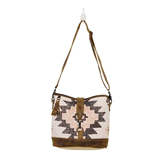 Image of Myra Bag Aztec Purse for Women - Canvas Bag with Real Leather Detailing, Boho Handbags for Women, Cute Western Purse