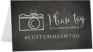 Andaz Press Personalized Hashtag Table Tent Place Cards, Double-Sided, Chalkboard, 20-Pack, Custom Hashtag for Social Media Instagram Facebook Photo Tagging