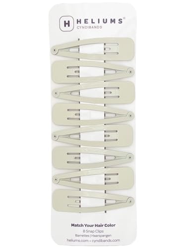 Heliums Large Snap Hair Clips - Beige - 2.7 Inch Metal Hair Barrettes for Women, Metallic Snap Clips - 8 Count