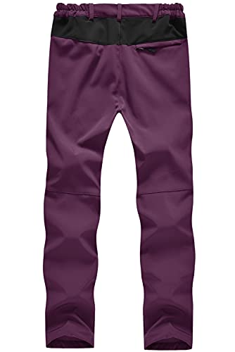 Tbmpoy Women's Ski Windproof Waterproof Snow Pants Outdoor Hiking Fleece Lined Softshell Pants Purple M #TOP1