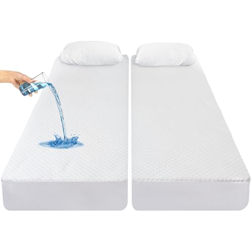 Waterproof Split King Mattress Protector for Adjustable Bed, Cooling Mattress Cover Twin XL 2 Pack...