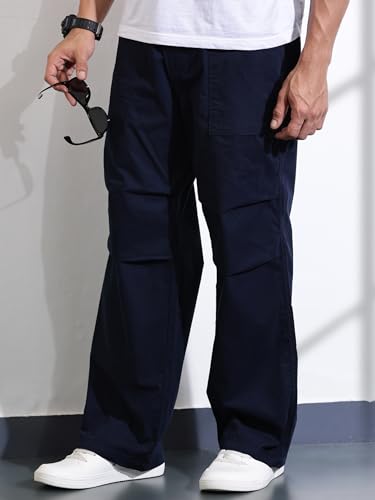 Image of Thomas Scott Men's | Solid | Light Weight | Breathable Fabric | 6 Pockets | Mid Rise | Loose Fit | 100% Cotton | Elasticated | Chino Trouser | Pants