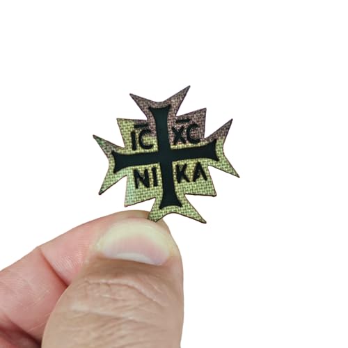 Image of Tiny Orthodox Cross Christogram Lasercut Patch [Multicam]