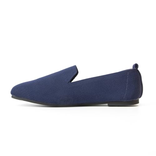 Image of Women's Flat Loafers Square Toe Work Office Flats Shoes Comfortable Knit Slip On Penny Loafers for Women Soft Dress Ballet Flats Driving Walking Knitted Shoes