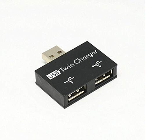 USB Double Adapter 2 Port for Laptop Hub Adapter 2.0 Male Twin Charger/Converter (Black), Double USB Adapter, Single USB to Multiple, Dual USB Adapter, USB Splitter 2 Port, Mini USB Hub