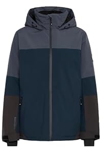 NORTH BEND NBMona Damen Skijacke Winterjacke Snowboardjacke Outdoor wasserdicht wasserfest 10000 mm Wassersäule mit Kapuze Schneefang Manschetten Skipasstasche, Größe:36, Farbe:Ombre Blue (1173)