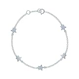 Joyeria garantizado 1 Ano (*) Les Poulettes Bijoux - Pulsera de Plata Cinco Pequeñas Estrellas