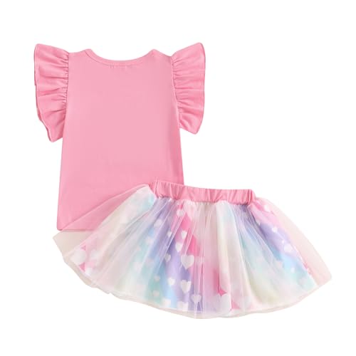 1-5T Baby Girl Birthday Outfits Letter Embroidery Short Sleeve T-Shirt and Tutu Skirt Suit 2Pcs Summer Clothes Sets2