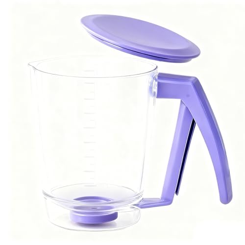 Dispensador de para tartas de 900 ml, jarra de control de porciones con marcas de medición, ideal para panqueques, cupcakes, magdalenas, crepes, pasteles de embudo, fácil de verter para uso en