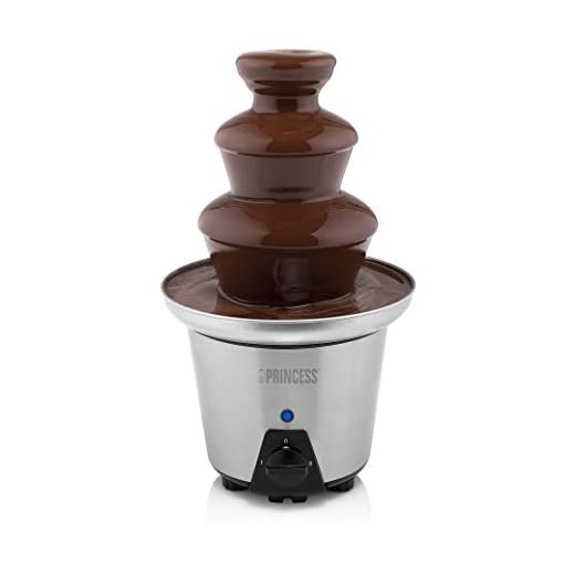 Princess 292998 Fuente de chocolate XL con 2 ajustes de potencia, 3 alturas, 0,7 litros de capacidad, 32.5 cm de altura, carcasa de acero inoxidable, apta para todo tipo de chocolate, 90 W