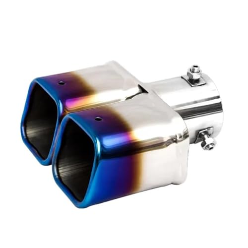 Embout d'échappement universel double sortie en acier inoxydable bleu et noir pour voiture