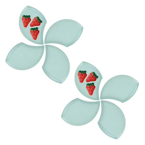 Image of Wheat Straw Unbreakable Appetizer Dessert Plates, Children's and Adult Cake Plate, Lightweight Small Petal-Shaped Plates for Snacks, Reusable Dipping Sauce Bowls. (Nordic Green, Pack of 8)
