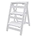 BANLICALI Step Stool, 3-Step Folding Step Stool Step Ladder, White Pinewood Kitchen Step Stool Counter Chair for Kitchen, Bedroom, Living Room, Warehouse Load 150kg/330.69lbs