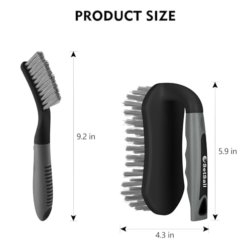 Image of SetSail Scrub Brush, Stiff Bristle Cleaning Scrubber, 4 Pack(Black Grey)