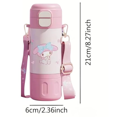 Image of Kids Premium Water Bottle with Straw & Spout | Stainless Steel Water Bottle & Leak-Proof Flip Lid | Portable & Durable Design for School & Travel (480ml) (Pink)