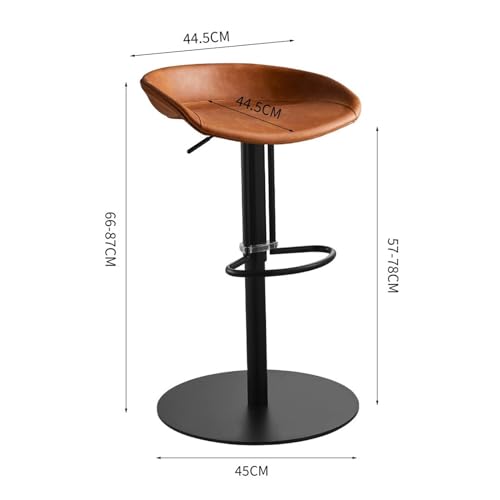 Chaise de bar pivotante et réglable de 57 à 78 cm en métal orange pour comptoir moderne - 3
