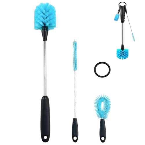 3 PCS Cepillo de Botella, Cepillo de Limpieza de Botellas Cepillo de Tubo de Pajitas Limpiador de Botellas de Agarre Juego de Cepillos de Limpieza Botellas Cepillo de Copa para Botellas Tazas