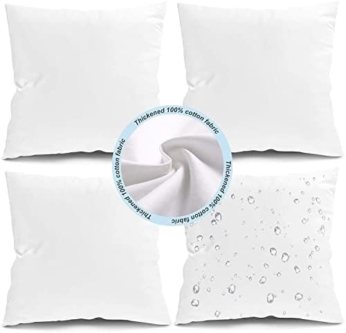 Fixwal 18x18 Inches Outdoor Pillow Inserts Set of 4, Waterproof Decorative Throw Pillows Insert, Square Pillow Form for Patio, Furniture, Bed, Living Room, Garden ( White )