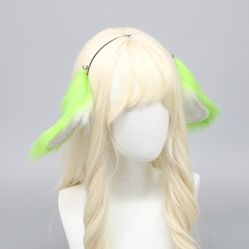 ATekatac Cute Rabbit Ears Headband Long Furry Dog Ears Animal Cosplay Headband (D Green) — view 5