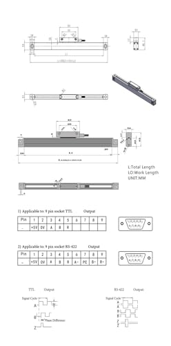 Digital Readout 2 Axis/3 Axis LCD y Regla Lineal 0-1000mm miniatura 3