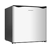 BANGSON 1.6 Cu.Ft Mini Fridge with Freezer, Energy Saving Low Noise Compact Refrigerator for Snacks Drinks Food Storage,Ideal for Office,Dorm,Bedroom,Apartment,Silver