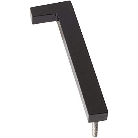 Montague Metal Products MHN-24-F-BK1-1 Solid Brushed Aluminum Modern Floating Address House Numbers, Powder Coated Black Cover