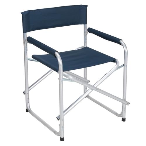 LOLAhome Silla de Playa Plegable para Pesca con diseño Director de Aluminio y loneta Azul Marino de 55x45x78 cm