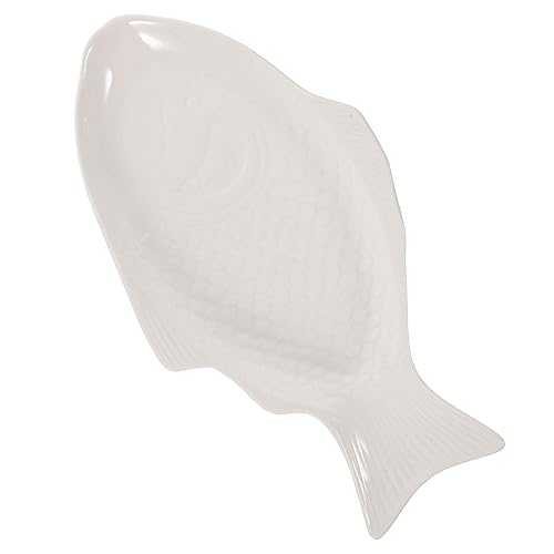 Garneck Plat De Service En Céramique Créative De Poisson 28 Cm Blanc, Assiette à Poisson Polyvalente Pour Apéritifs Et Collations, Pour Repas à La Maison Et Occasions Festives